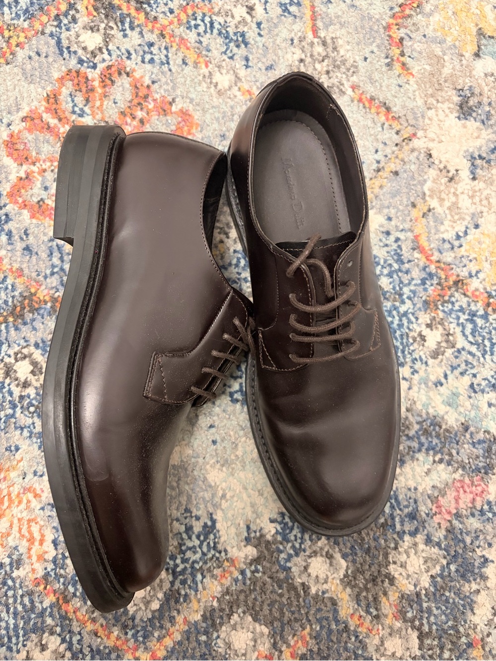 Massimo Dutti Dark Brown Leather Derby Shoes